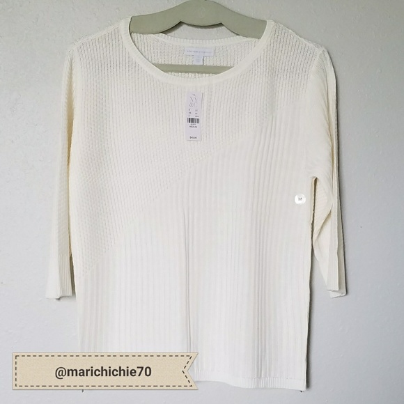 NWT New York & Co. Zip-Accent Mixed Knit Sweater - Picture 4 of 6